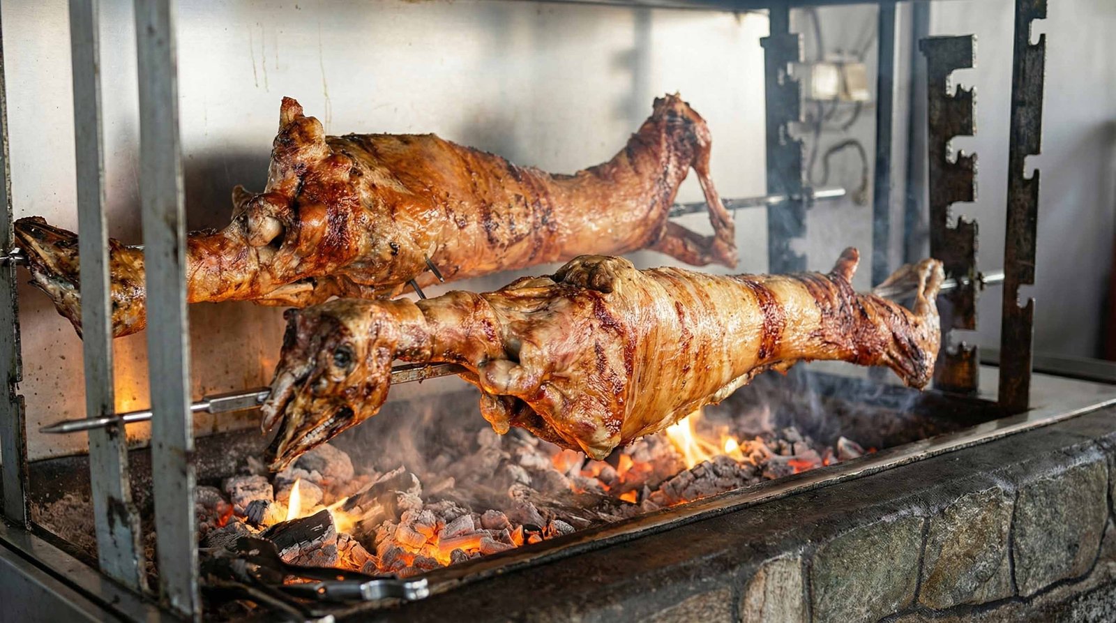 Lamb on the spit being prepared